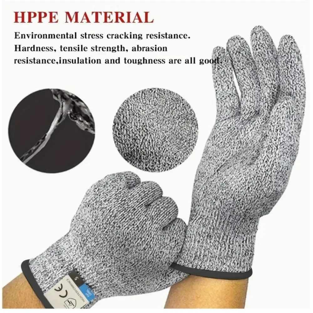 Pair of Cut resistant Gloves Food Grade Level 5 Protection Safety Kitchen